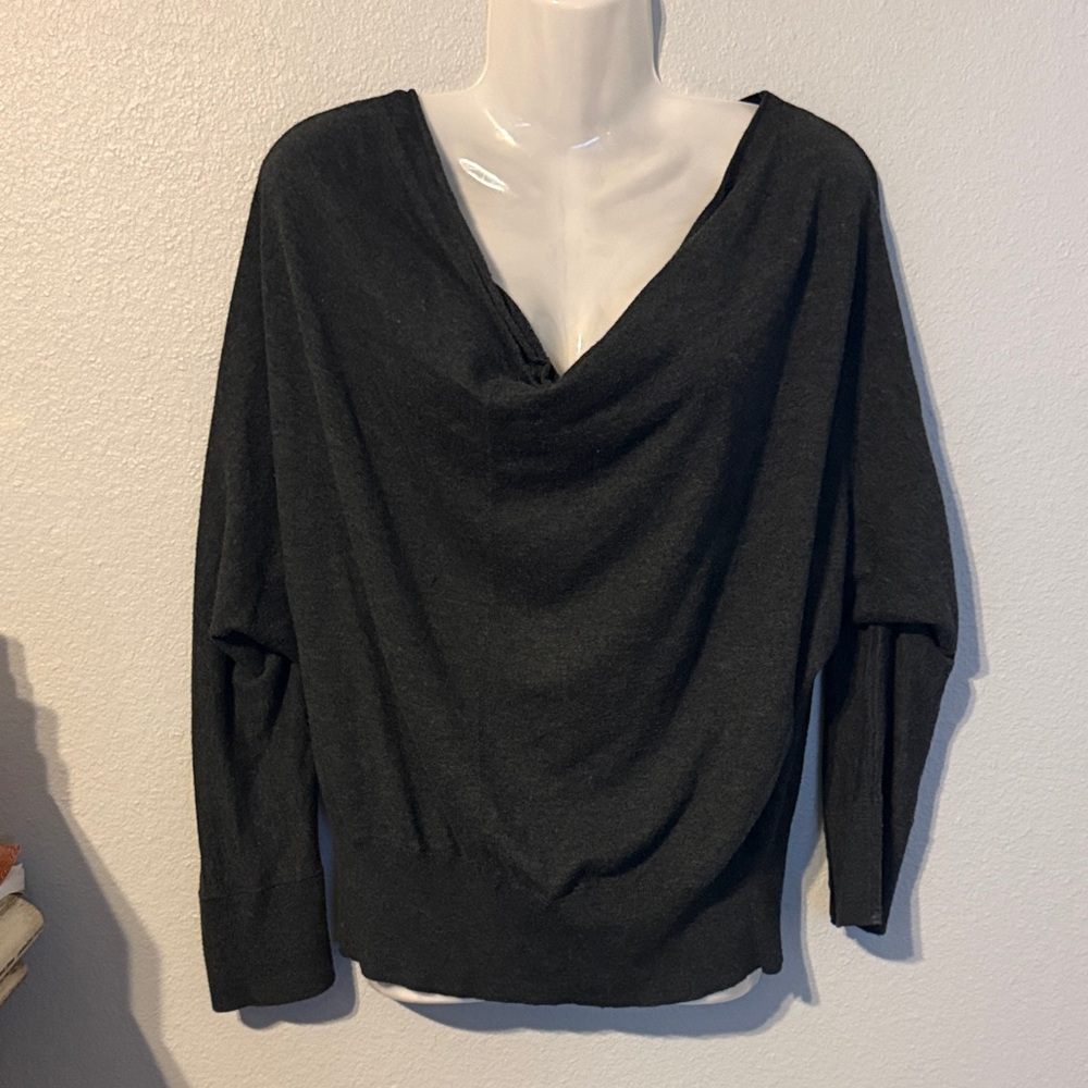 LOFT Black Drape Blouse